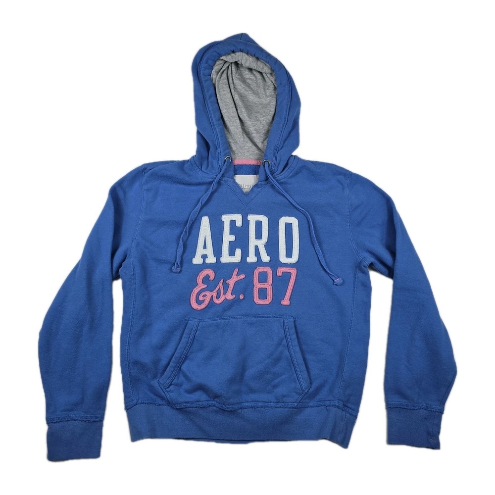 Aeropostale Y2K Juniors Women's Size Large Blue Pullover Logo Hoodie‎